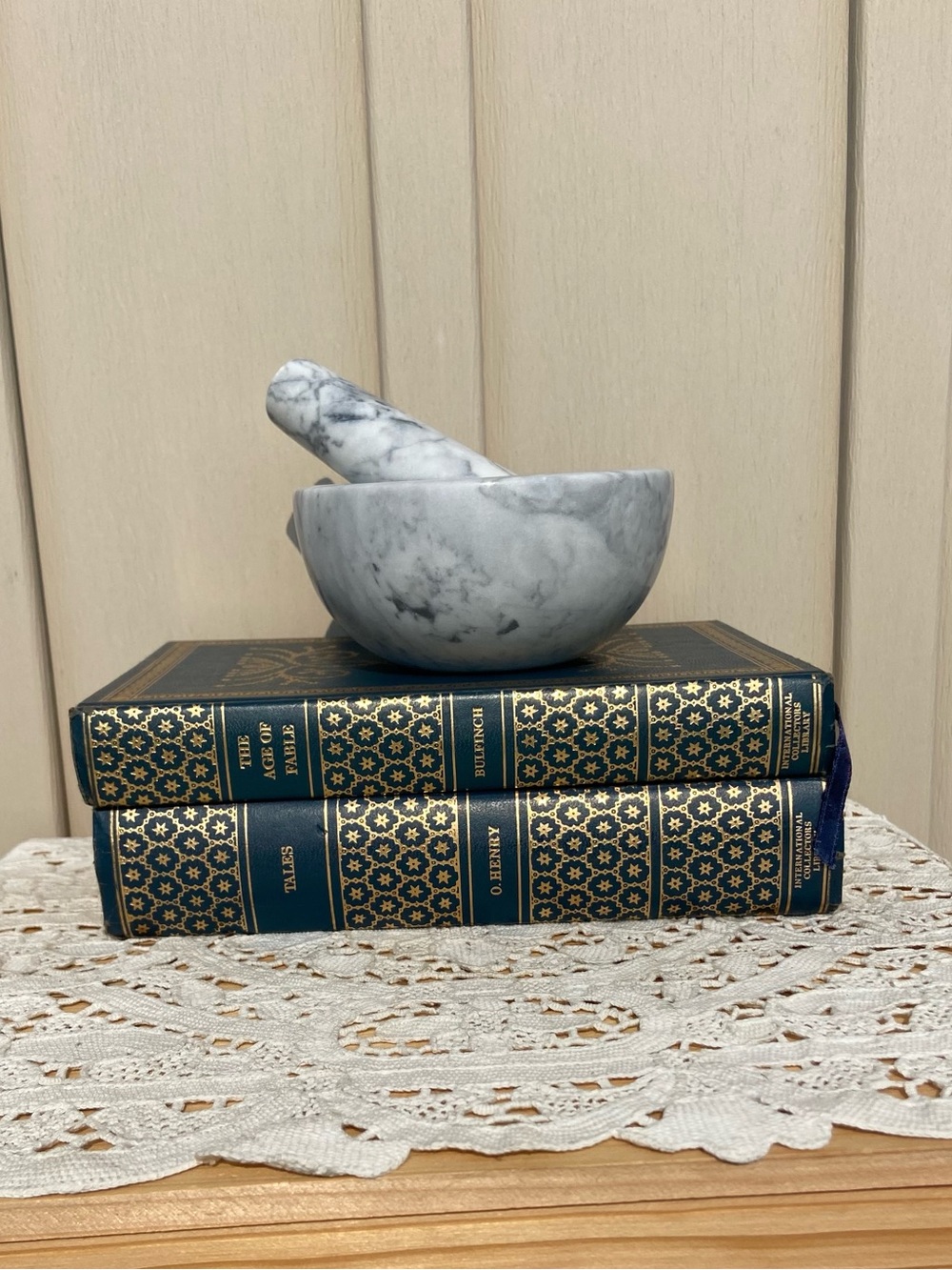 Gray Marble Mortar and Pestle Set